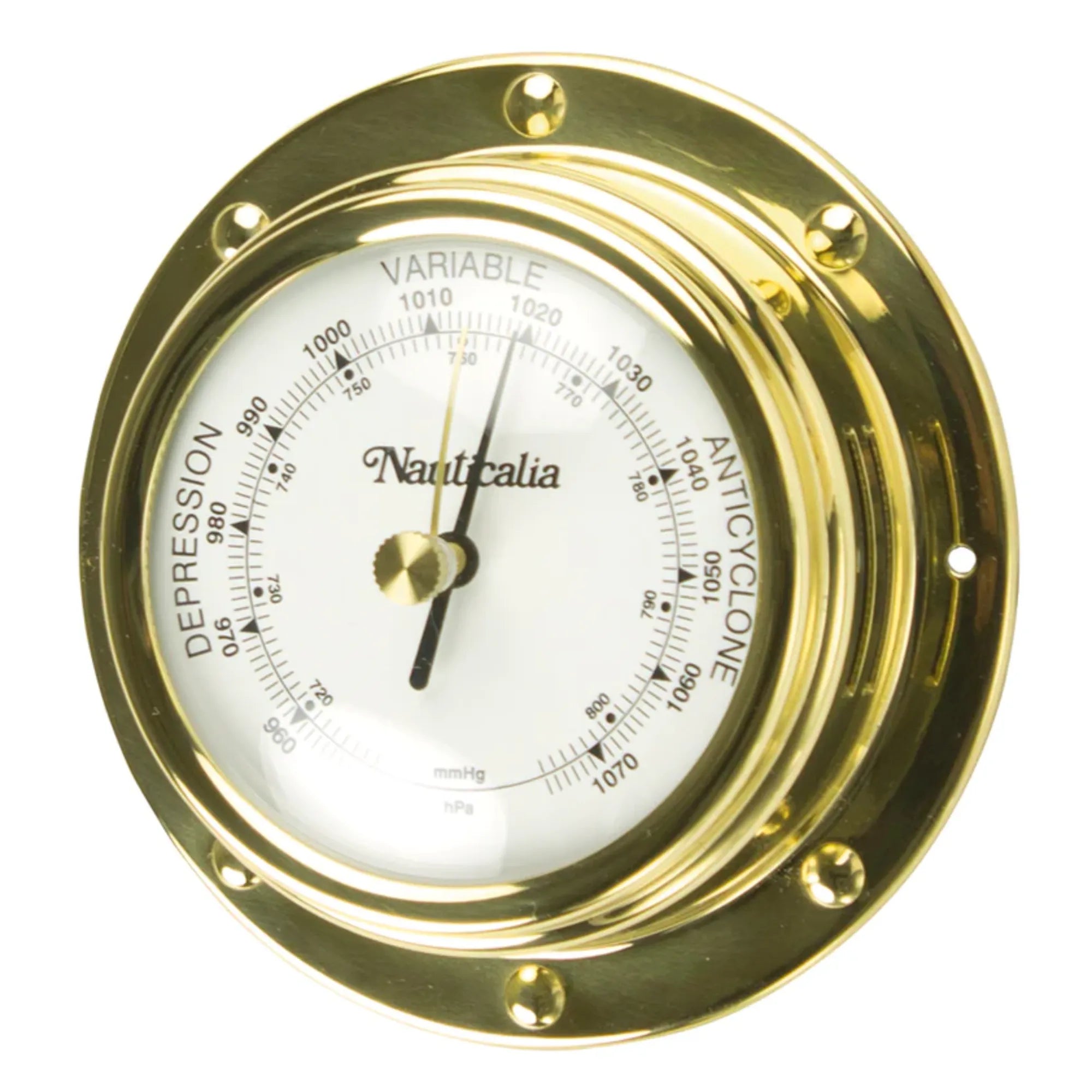 Rivet-style Barometer in Spun Brass