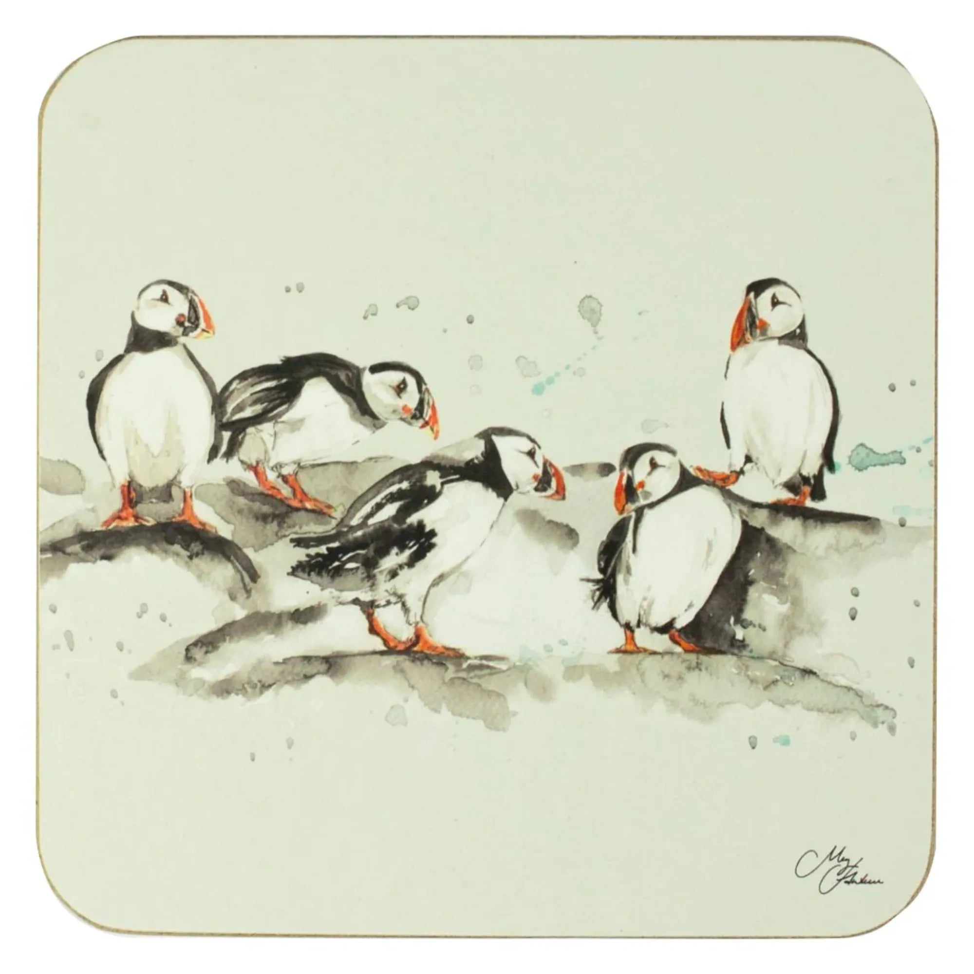 Meg Hawkins Puffin Coasters (Set of 4)