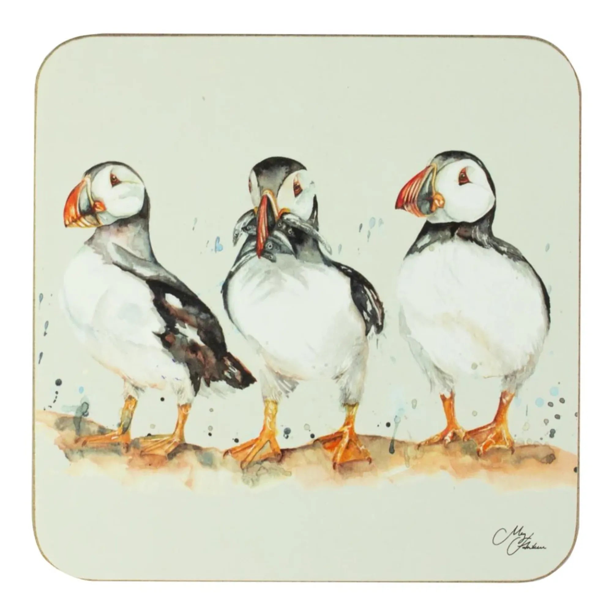 Meg Hawkins Puffin Trio Coasters (Set of 4)