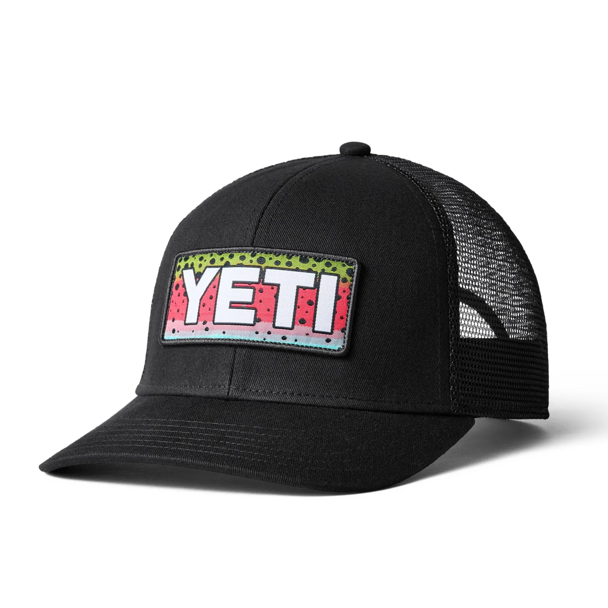 Rainbow Trout Logo Badge Trucker Hat - Black